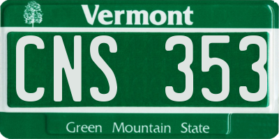 VT license plate CNS353