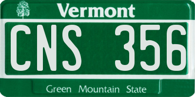 VT license plate CNS356
