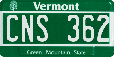 VT license plate CNS362