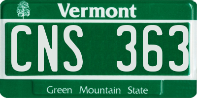 VT license plate CNS363