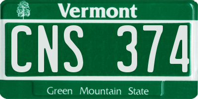 VT license plate CNS374
