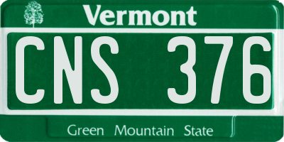 VT license plate CNS376