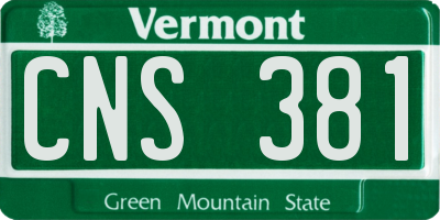 VT license plate CNS381