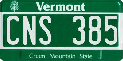 VT license plate CNS385