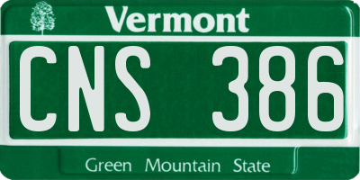 VT license plate CNS386