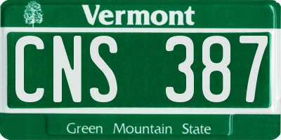 VT license plate CNS387
