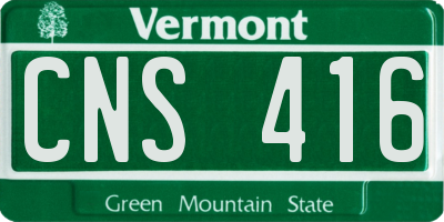 VT license plate CNS416
