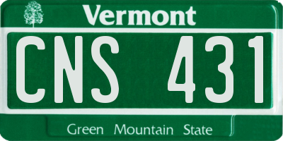 VT license plate CNS431