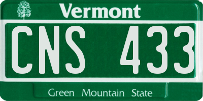 VT license plate CNS433