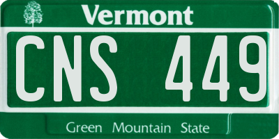 VT license plate CNS449