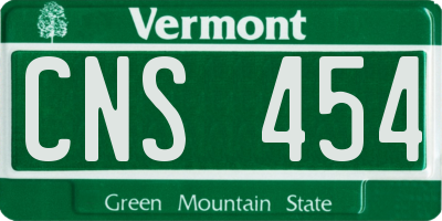 VT license plate CNS454
