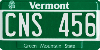 VT license plate CNS456