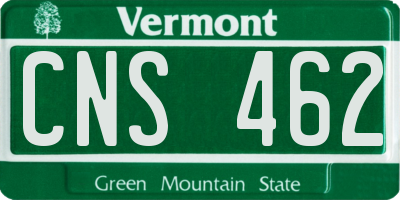 VT license plate CNS462