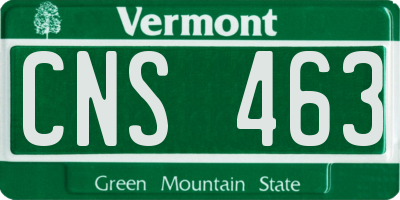 VT license plate CNS463