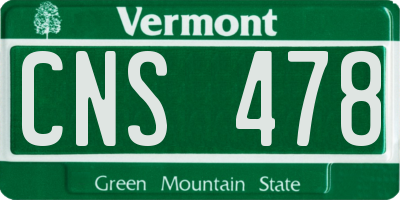 VT license plate CNS478