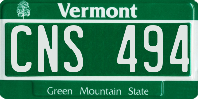 VT license plate CNS494
