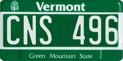VT license plate CNS496