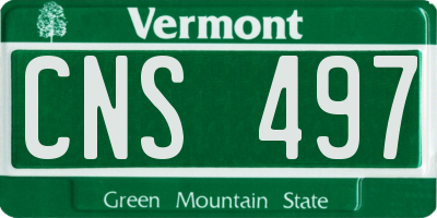 VT license plate CNS497