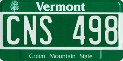 VT license plate CNS498