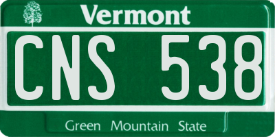VT license plate CNS538