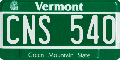 VT license plate CNS540