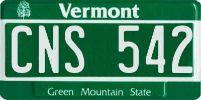 VT license plate CNS542