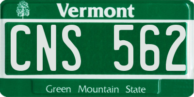 VT license plate CNS562
