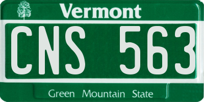 VT license plate CNS563