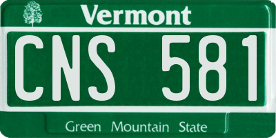VT license plate CNS581