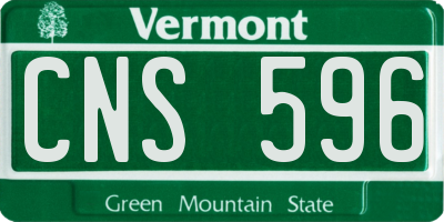VT license plate CNS596
