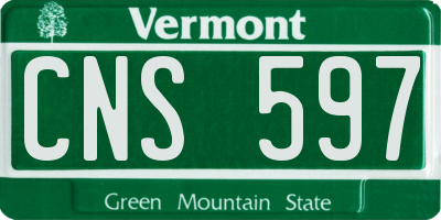 VT license plate CNS597