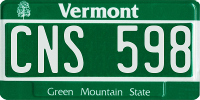 VT license plate CNS598