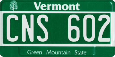 VT license plate CNS602