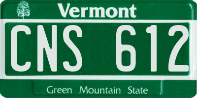 VT license plate CNS612