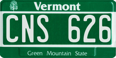 VT license plate CNS626