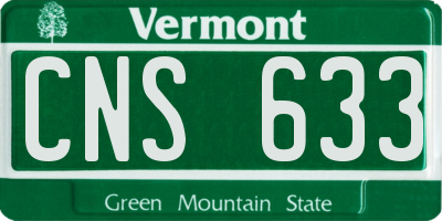 VT license plate CNS633