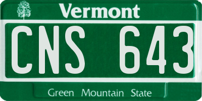VT license plate CNS643