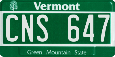 VT license plate CNS647