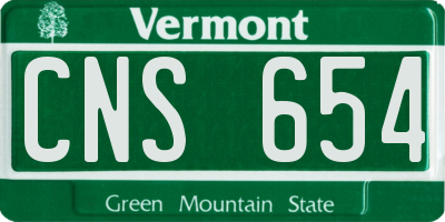 VT license plate CNS654