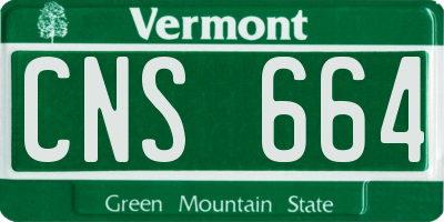 VT license plate CNS664