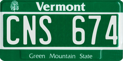 VT license plate CNS674
