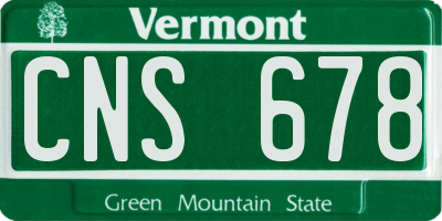 VT license plate CNS678