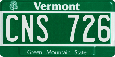 VT license plate CNS726