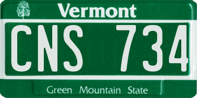 VT license plate CNS734