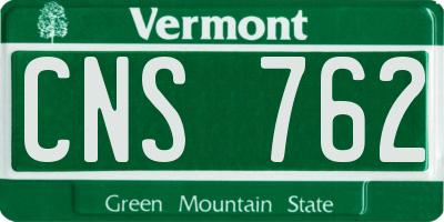 VT license plate CNS762