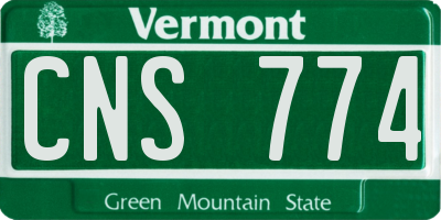 VT license plate CNS774