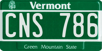 VT license plate CNS786