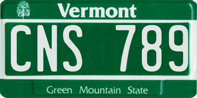 VT license plate CNS789