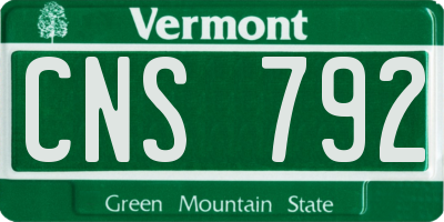 VT license plate CNS792