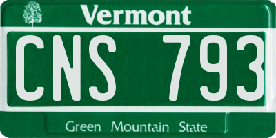 VT license plate CNS793